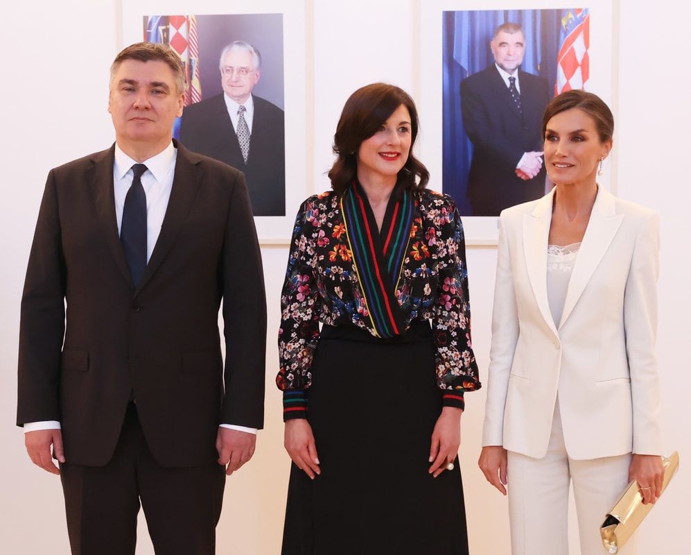 The Queen Letizia in Hugo Boss and Magrit details